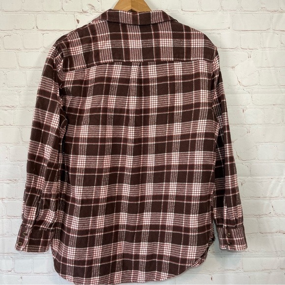 Aerie Plaid Button-Up Flannel Shirt Womens Medium Brown Grunge Outdoor Thick - Picture 6 of 9